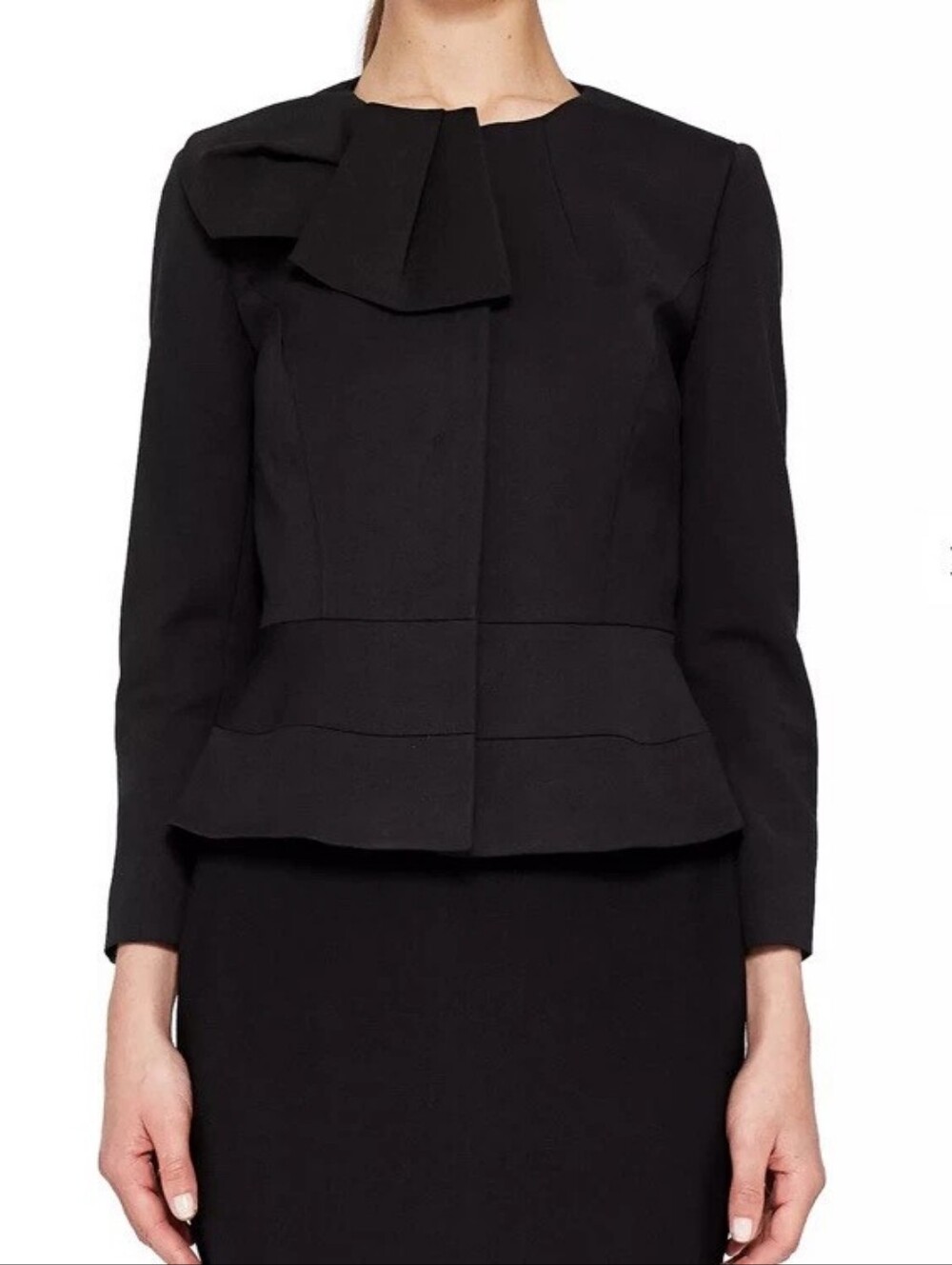 Ted Baker Black Women's Bow-neck Peplum Jacket Blazer